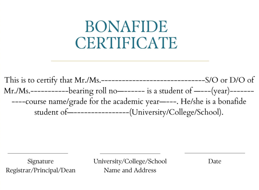 Bonafide Certificate