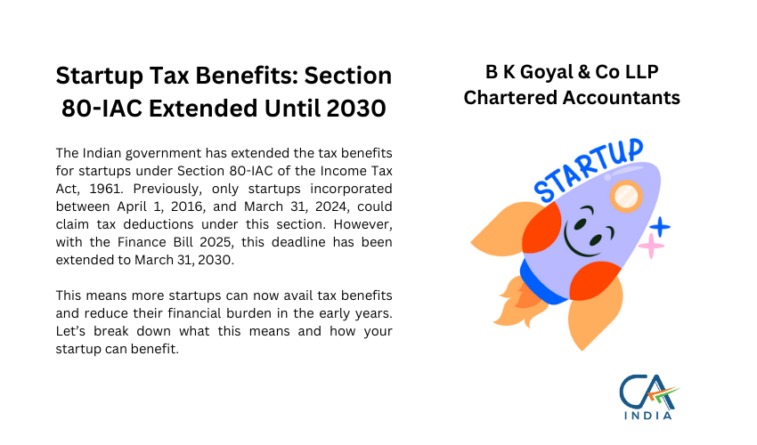 Startup Tax Benefits Section 80-IAC Extended Until 2030