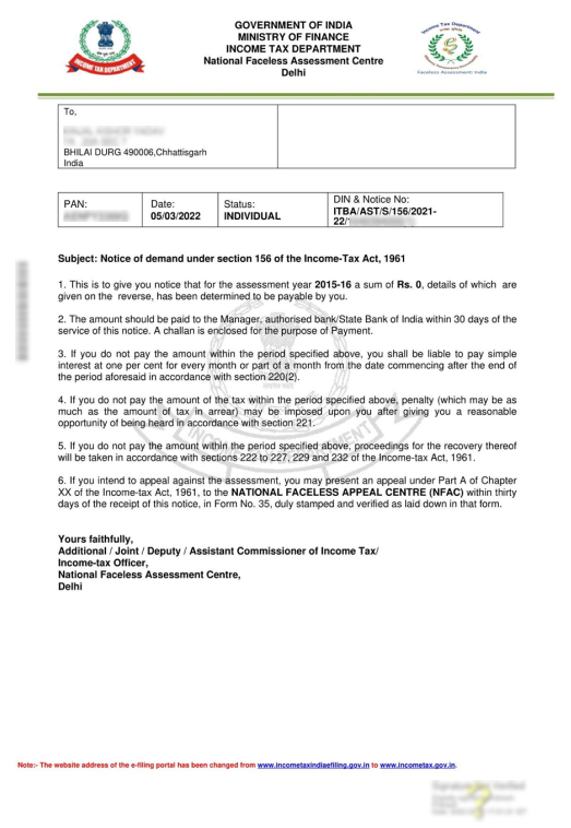 INCOME TAX DEMAND NOTICE