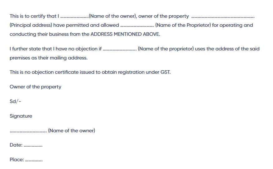Consent Letter For GST Registration Format and Requirements