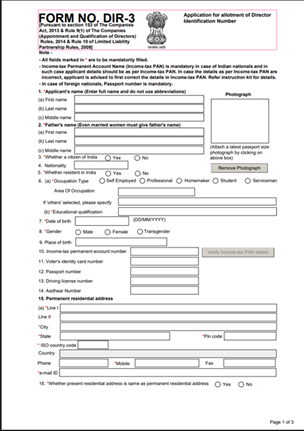 FORM DIR 3 - Page 1